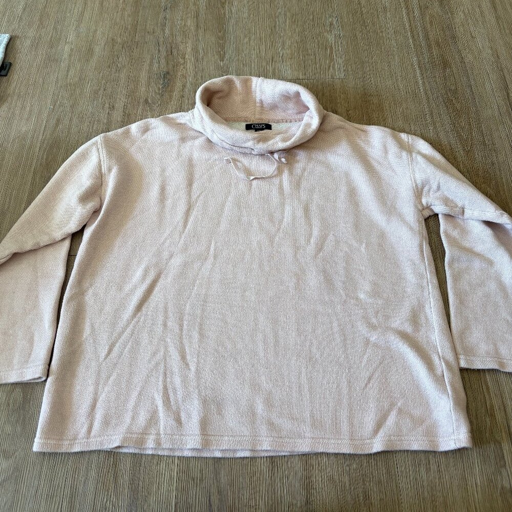 CHAPS Soft Knit Cowl Neck Sweater – Light Pink